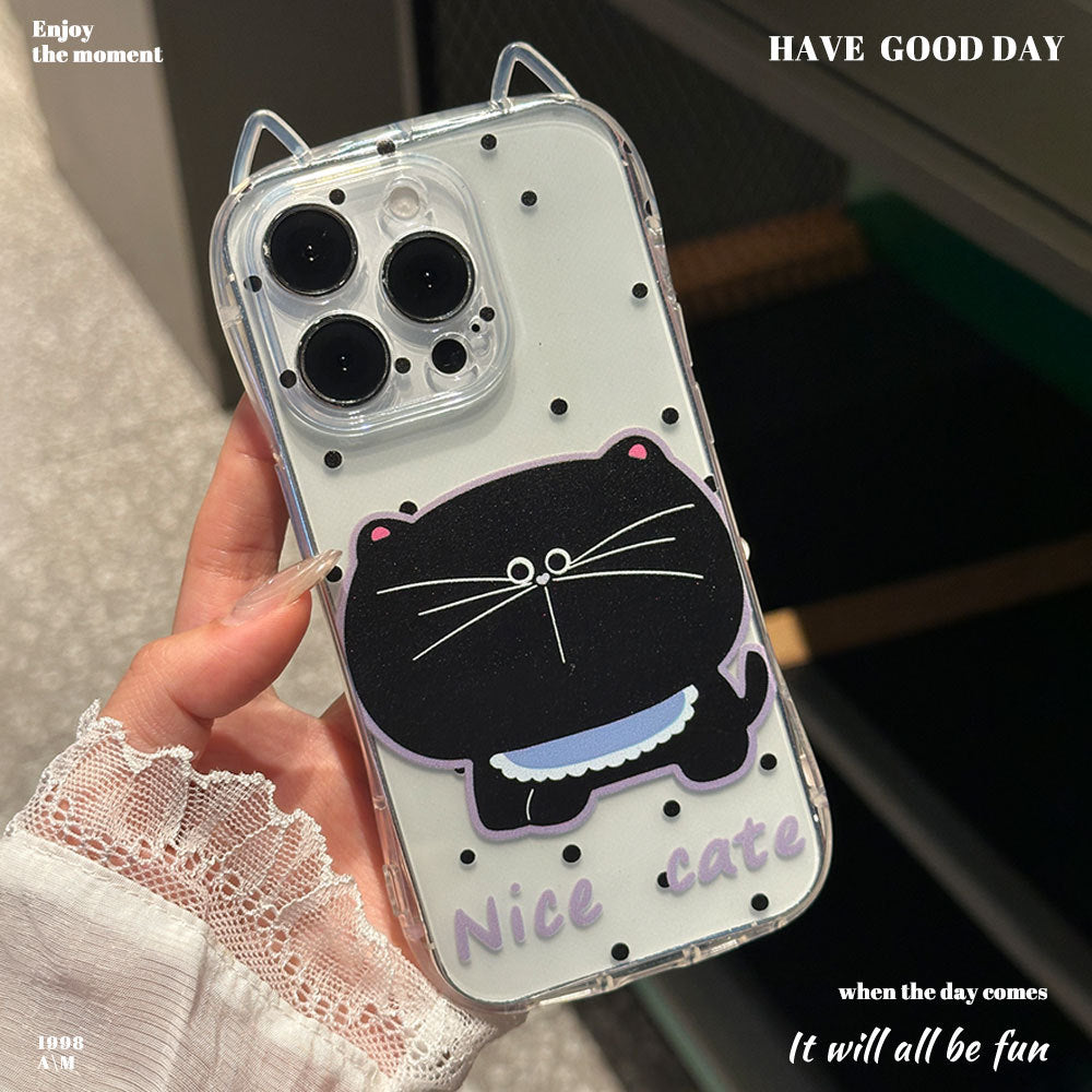 Cute cat ears phone case creative big face cat bracelet protective case