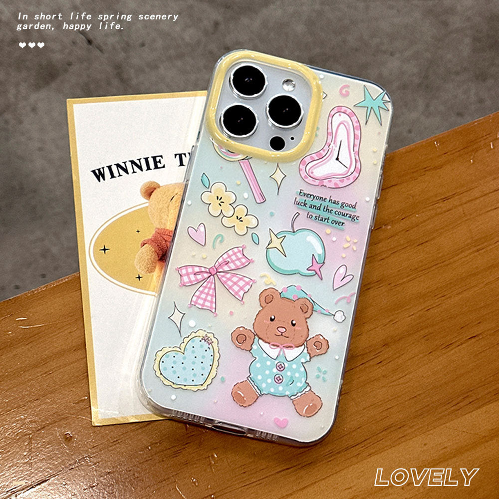Cute cartoon bear bow bracelet phone case