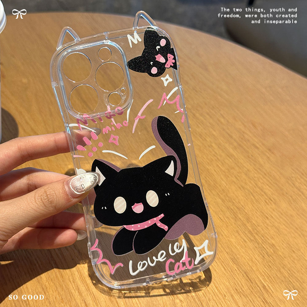 Cute cat ears phone case creative big face cat bracelet protective case