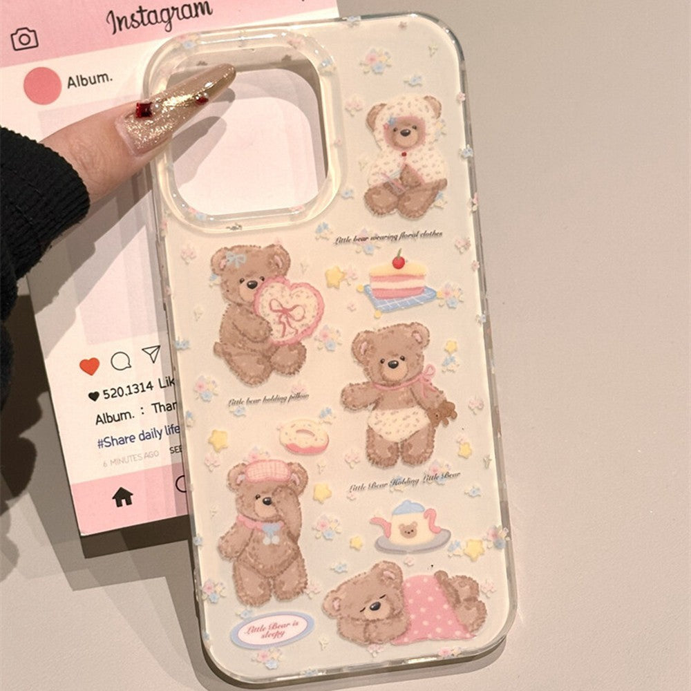IMD double-layer large hole cute bear plus swivel stand phone case