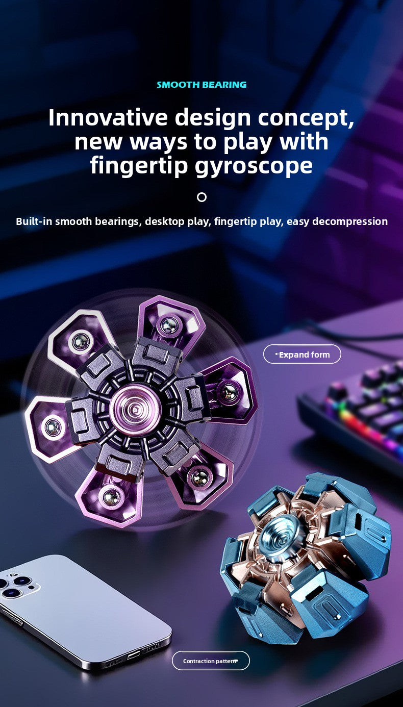 Creative transforming fingertip mecha gyro decompression toy