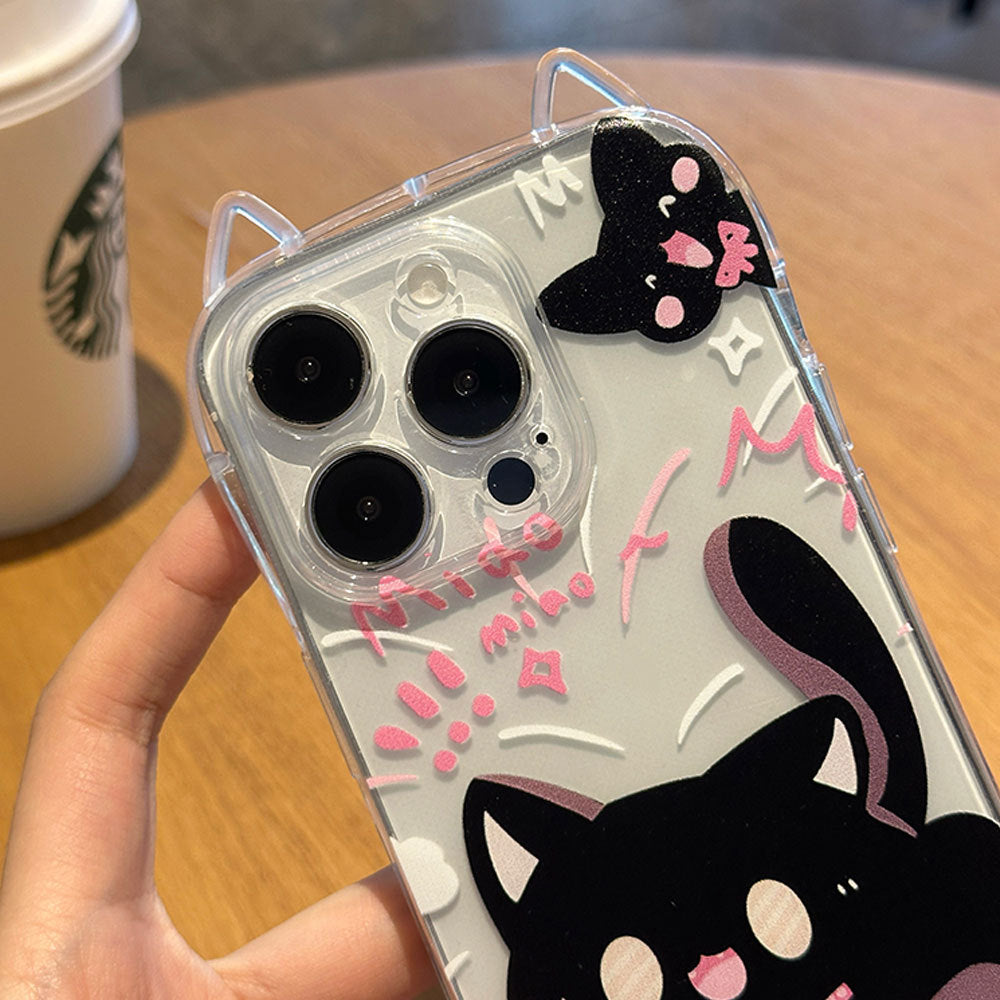 Cute cat ears phone case creative big face cat bracelet protective case