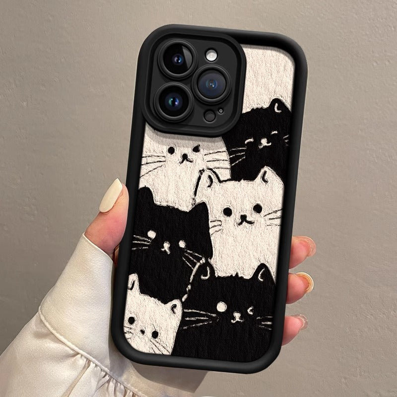 Cute cat lambskin phone case