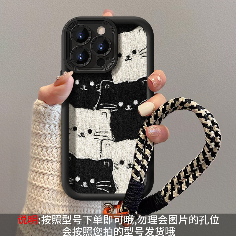 Cute cat lambskin phone case