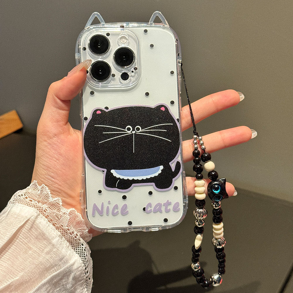 Cute cat ears phone case creative big face cat bracelet protective case