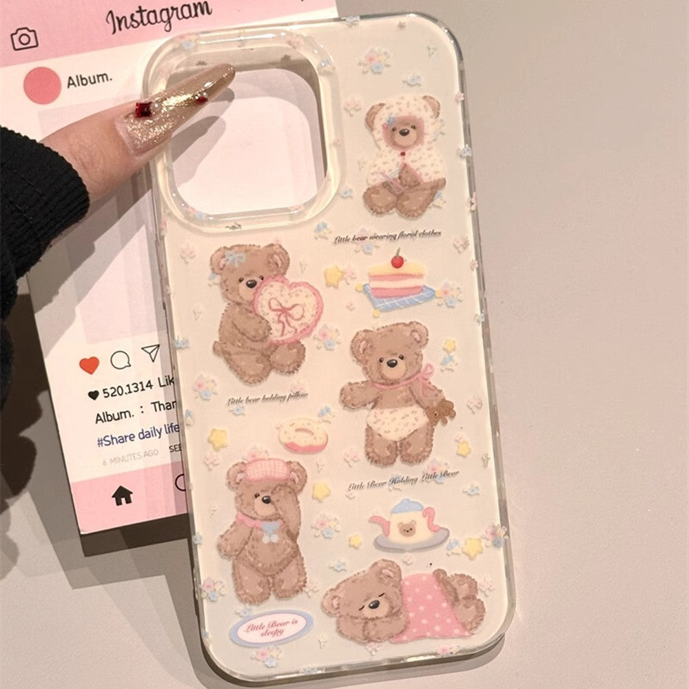 IMD double-layer large hole cute bear plus swivel stand phone case