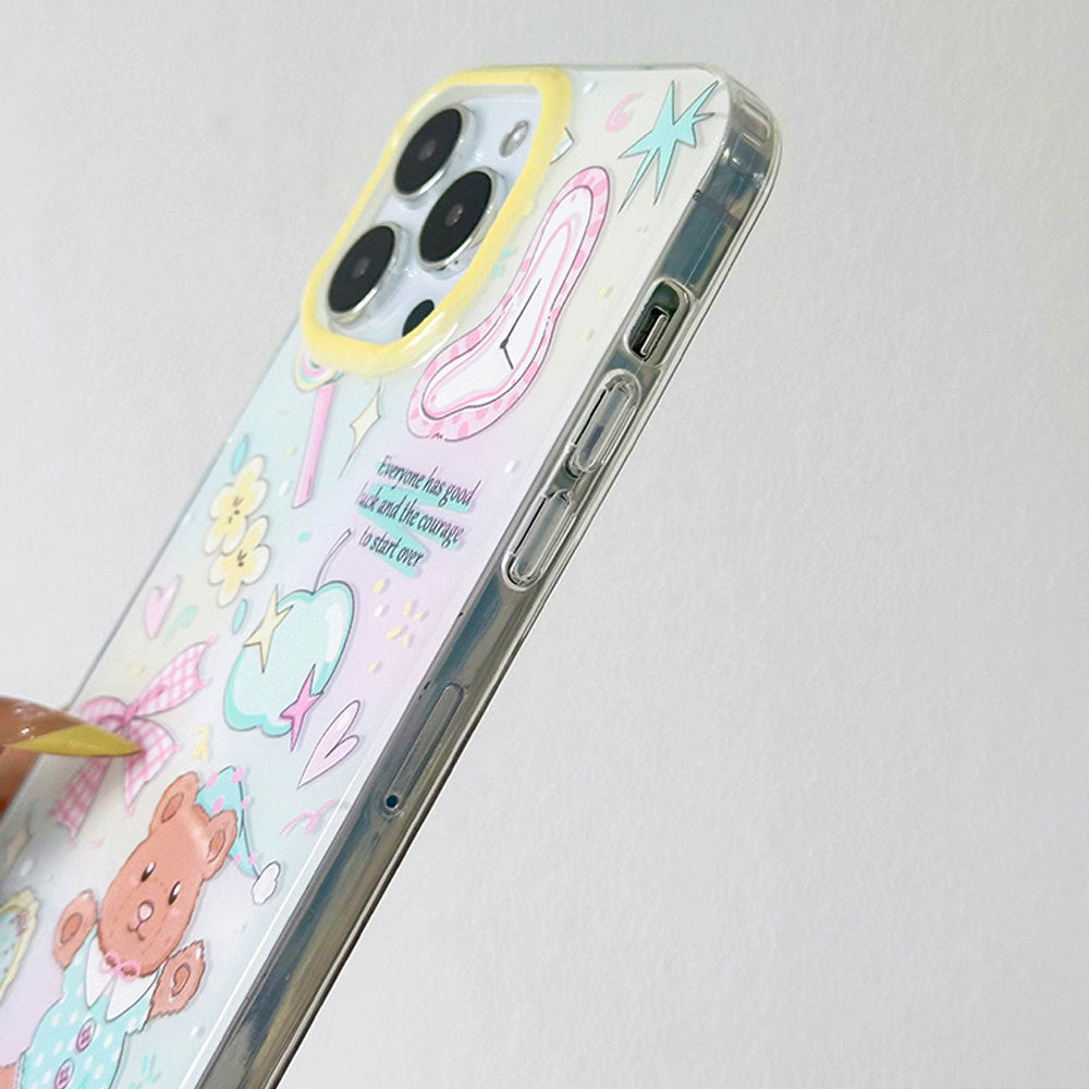 Cute cartoon bear bow bracelet phone case