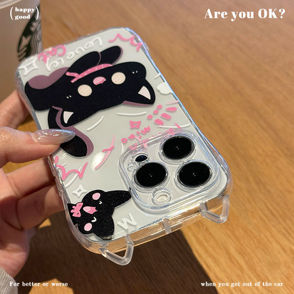 Cute cat ears phone case creative big face cat bracelet protective case