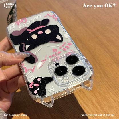 Cute cat ears phone case creative big face cat bracelet protective case