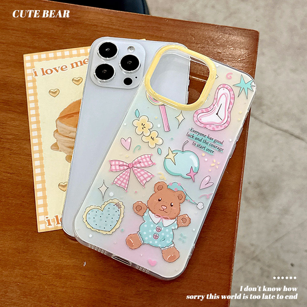 Cute cartoon bear bow bracelet phone case