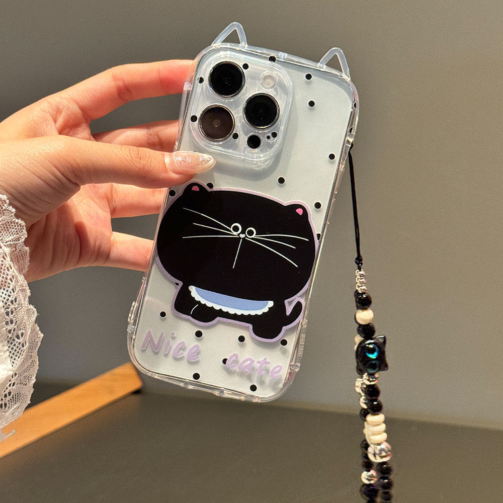 Cute cat ears phone case creative big face cat bracelet protective case