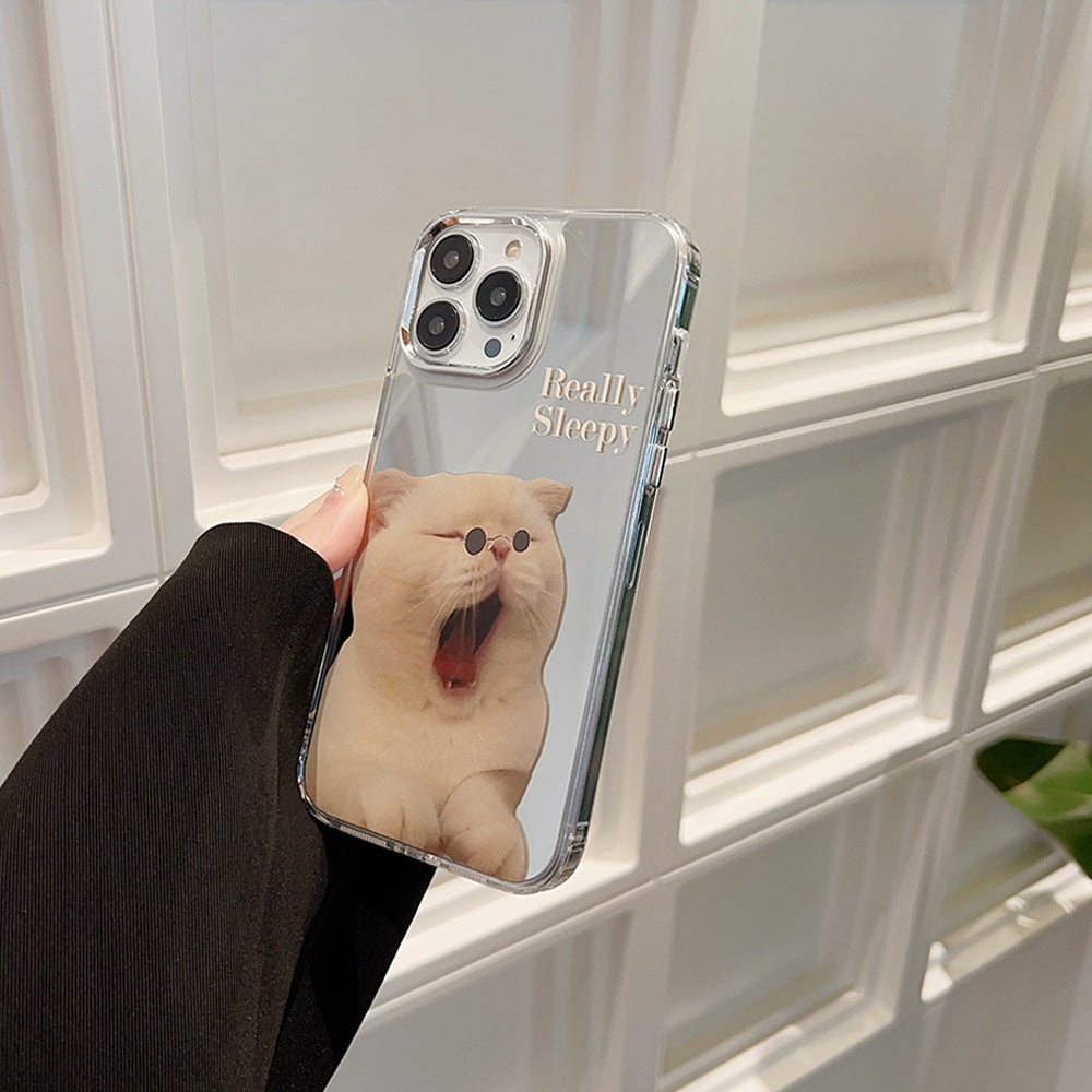 Funny and cute cat dog electroplated mirror phone case