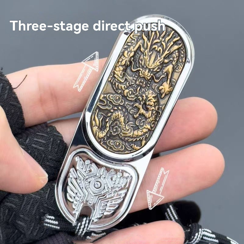 Snap coin rotation direct push card to relieve pressure and decompression toys EDC trendy play carving