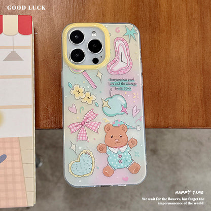 Cute cartoon bear bow bracelet phone case