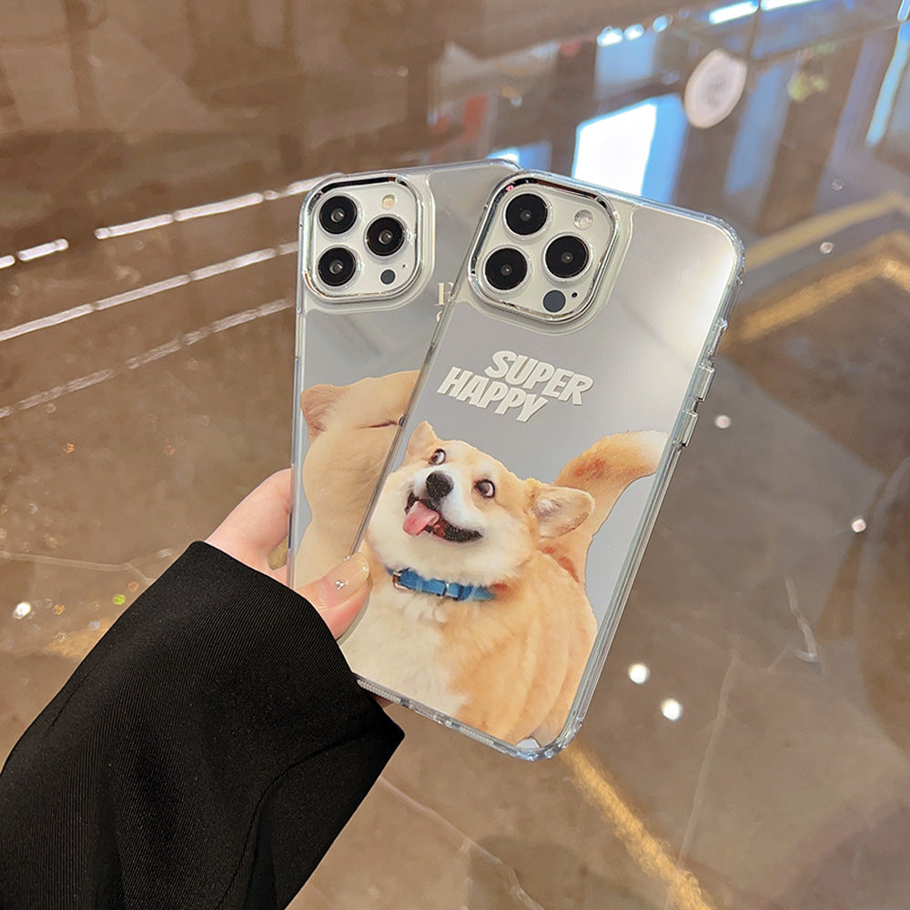 Funny and cute cat dog electroplated mirror phone case