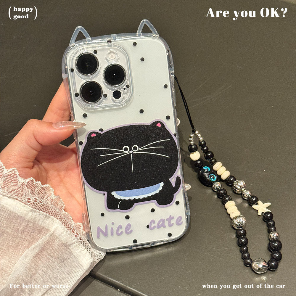 Cute cat ears phone case creative big face cat bracelet protective case