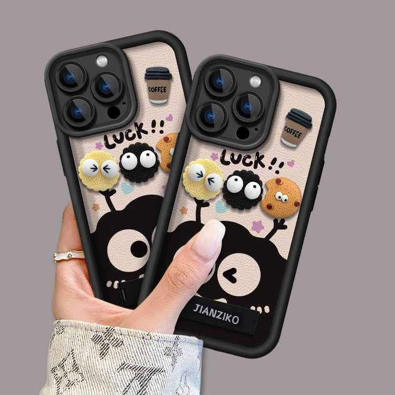 Cute Coffee briquette three-dimensional doll mobile phone case