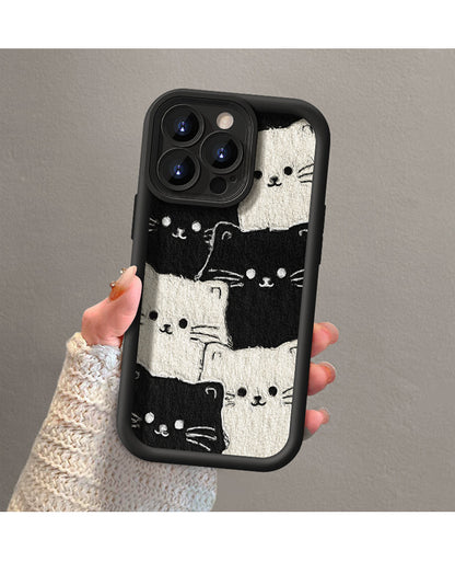 Cute cat lambskin phone case