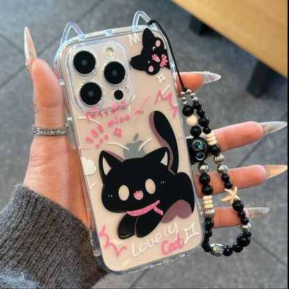 Cute cat ears phone case creative big face cat bracelet protective case