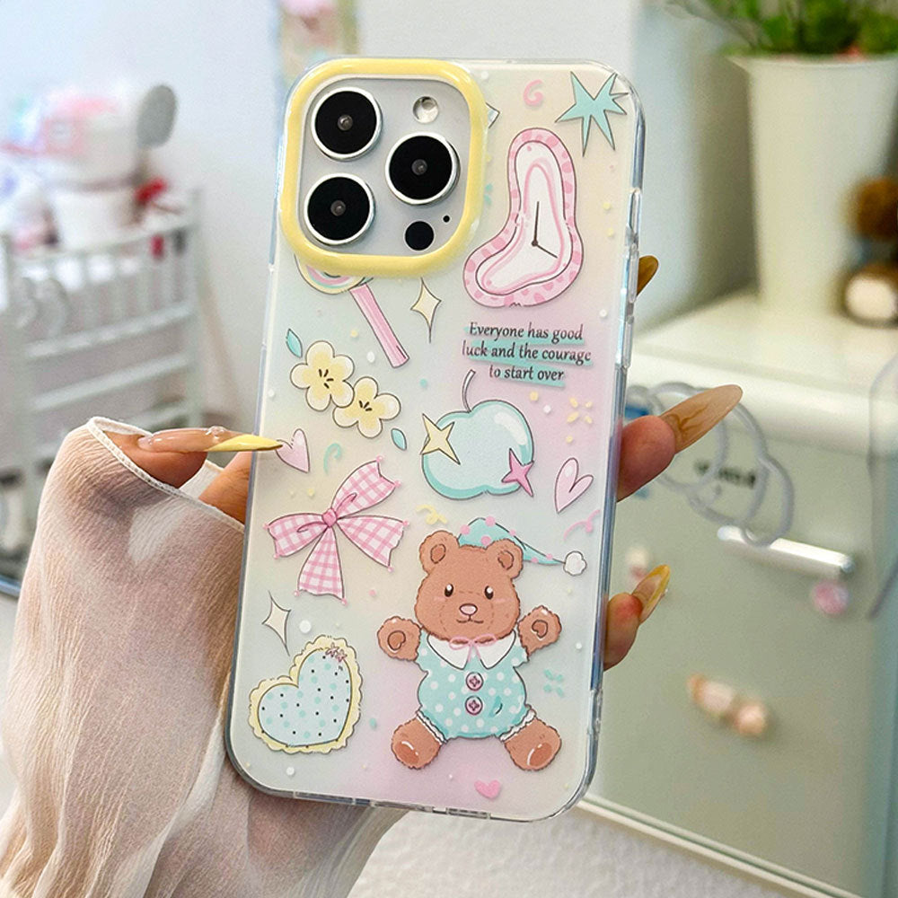 Cute cartoon bear bow bracelet phone case