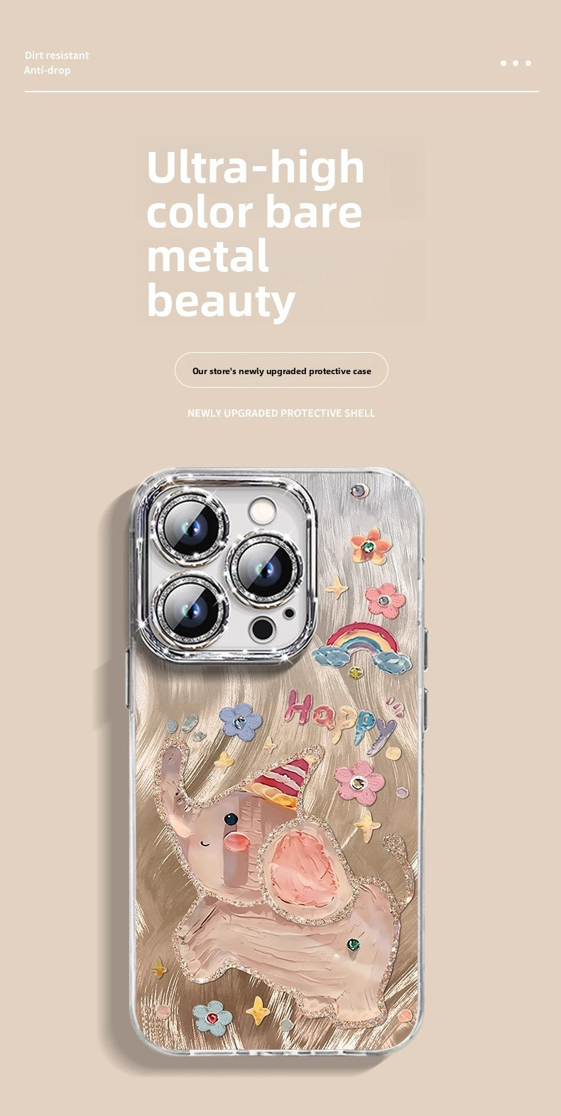 Camlet Happy Dumbo phone case glitter with lens film