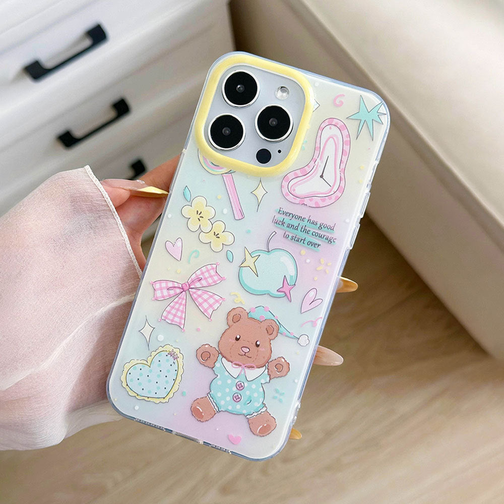 Cute cartoon bear bow bracelet phone case