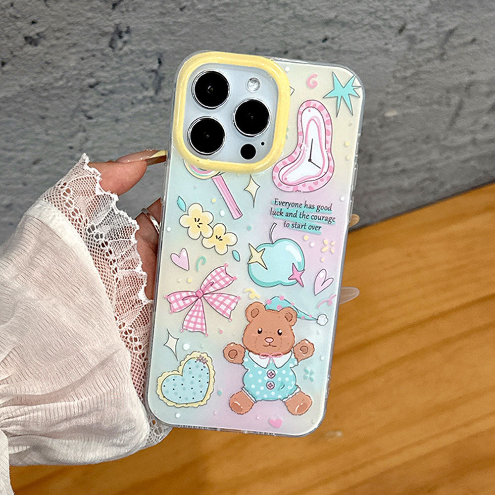 Cute cartoon bear bow bracelet phone case