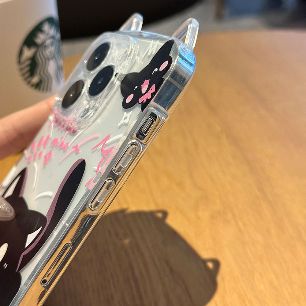 Cute cat ears phone case creative big face cat bracelet protective case