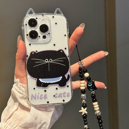 Cute cat ears phone case creative big face cat bracelet protective case