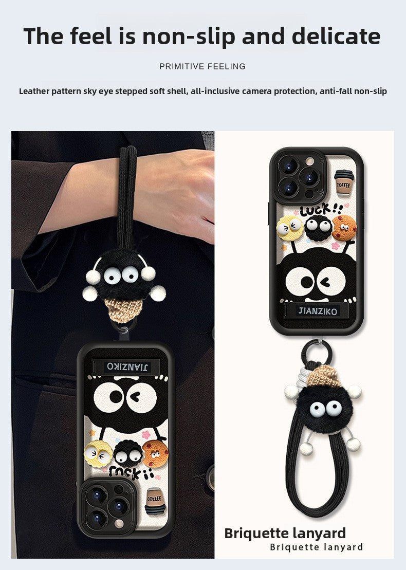 Cute Coffee briquette three-dimensional doll mobile phone case