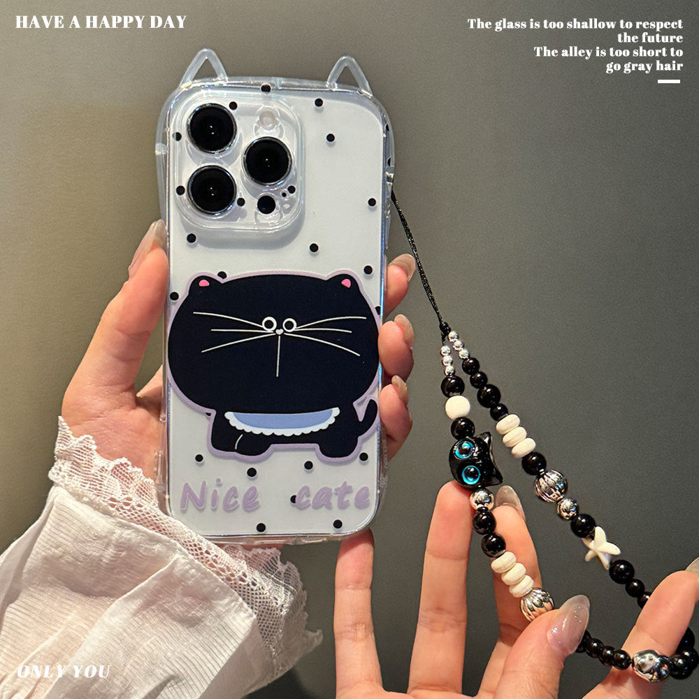 Cute cat ears phone case creative big face cat bracelet protective case