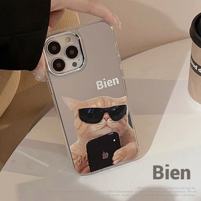 Funny and cute cat dog electroplated mirror phone case