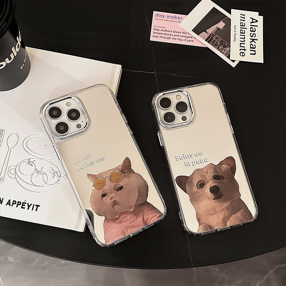 Funny and cute cat dog electroplated mirror phone case