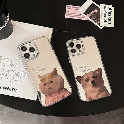 Funny and cute cat dog electroplated mirror phone case