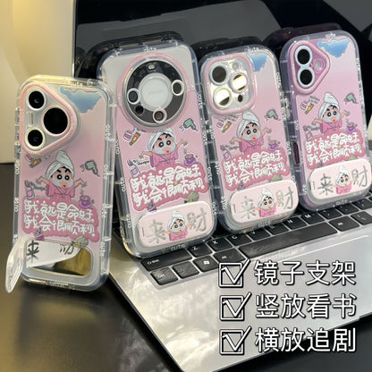 Laicai Creative Xiaoxin mirror stand pink cute mobile phone case