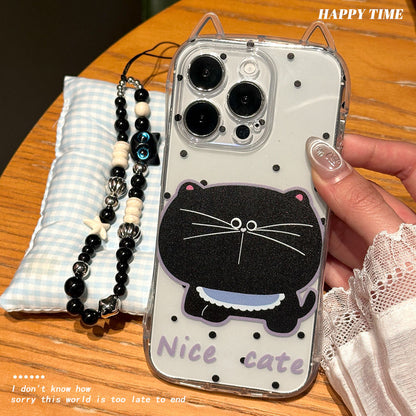 Cute cat ears phone case creative big face cat bracelet protective case