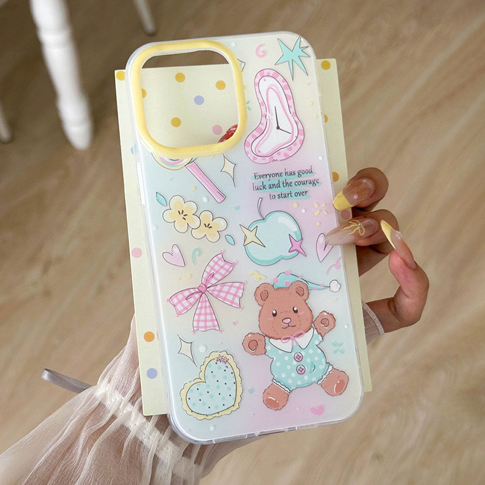 Cute cartoon bear bow bracelet phone case