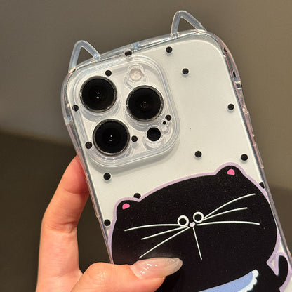Cute cat ears phone case creative big face cat bracelet protective case