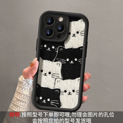 Cute cat lambskin phone case
