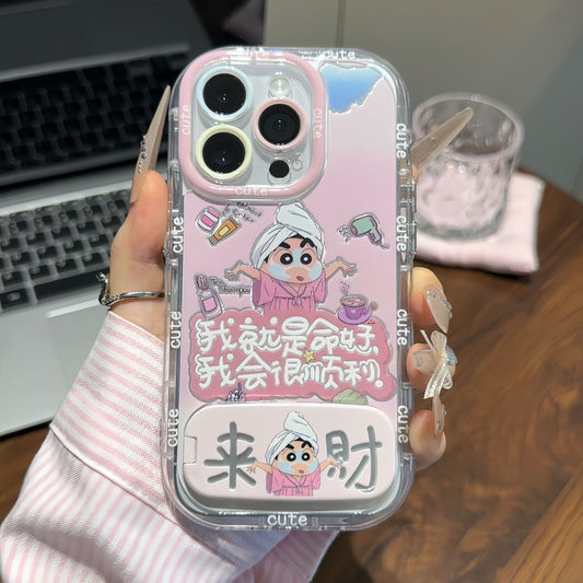 Laicai Creative Xiaoxin mirror stand pink cute mobile phone case