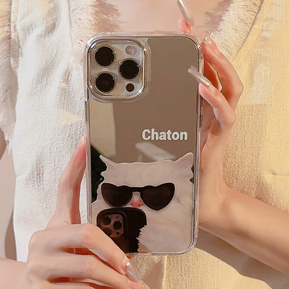 Funny and cute cat dog electroplated mirror phone case