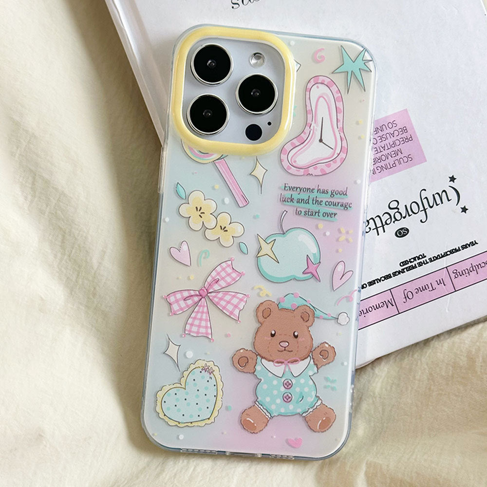 Cute cartoon bear bow bracelet phone case