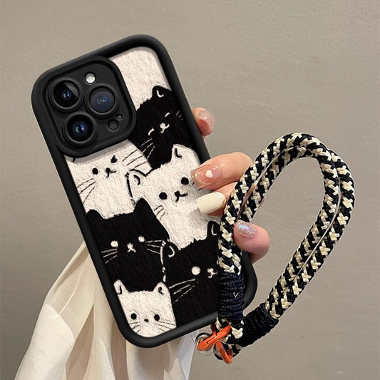Cute cat lambskin phone case