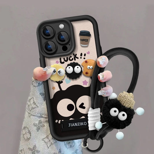 Cute Coffee briquette three-dimensional doll mobile phone case