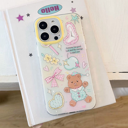 Cute cartoon bear bow bracelet phone case