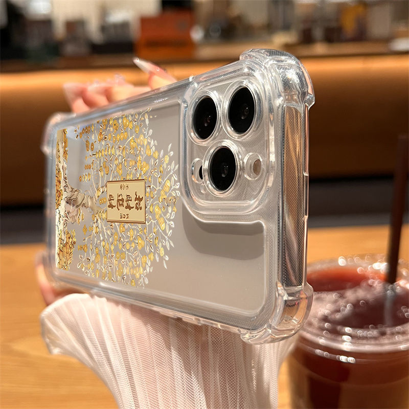 Four-corner anti-drop fortune silicone phone case