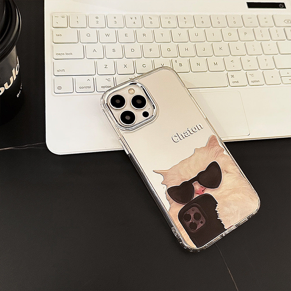 Funny and cute cat dog electroplated mirror phone case