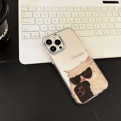Funny and cute cat dog electroplated mirror phone case