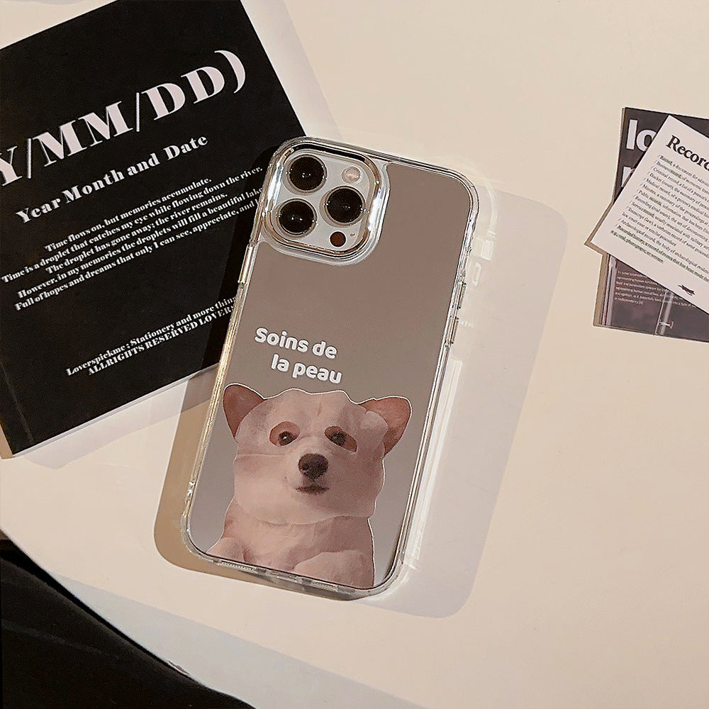 Funny and cute cat dog electroplated mirror phone case