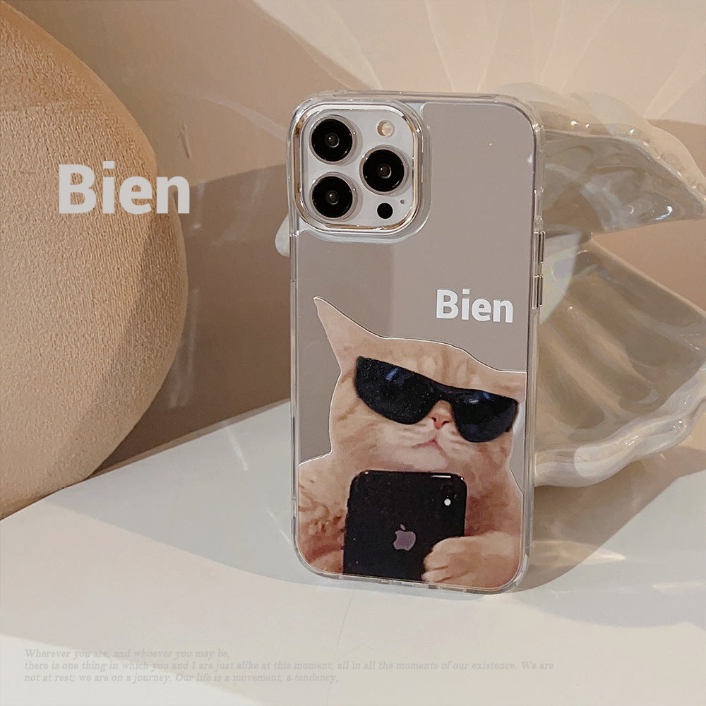 Funny and cute cat dog electroplated mirror phone case